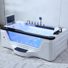 Big Size with High Headrest Hydromassage Bathtub with LED Light